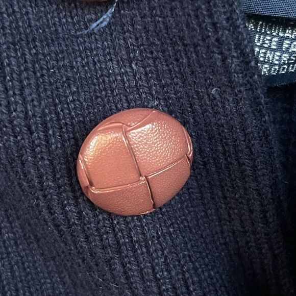 Lands End Sweater Men Large Blue Textured Button Up Grandpacore Vintage Nautical - Picture 3 of 10